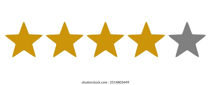 Ícone de cinco estrelas Vetor. Avaliação de produto de cinco estrelas - ícone plano de revisão para aplicativos e sites