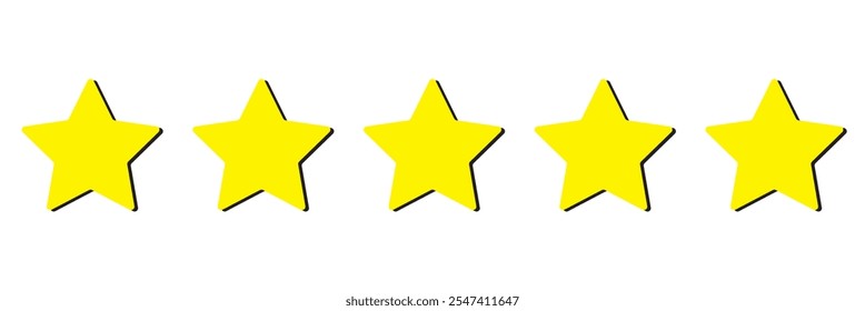 Five stars icon Vector. Five stars customer product rating review flat icon for apps and websites. 545