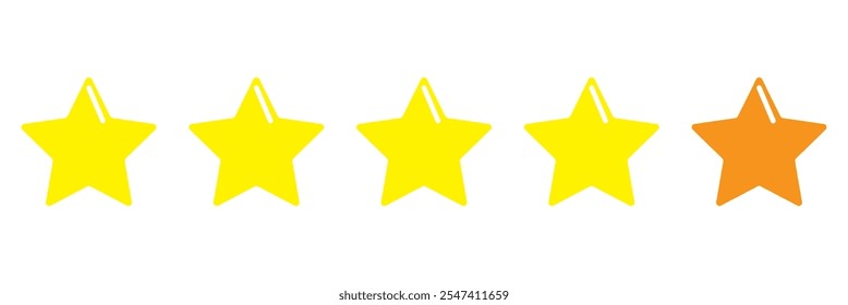 Five stars icon Vector. Five stars customer product rating review flat icon for apps and websites. 545