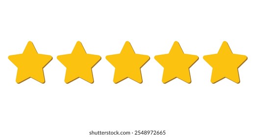 Five stars icon Vector. Five stars customer product rating review flat icon set for apps and websites