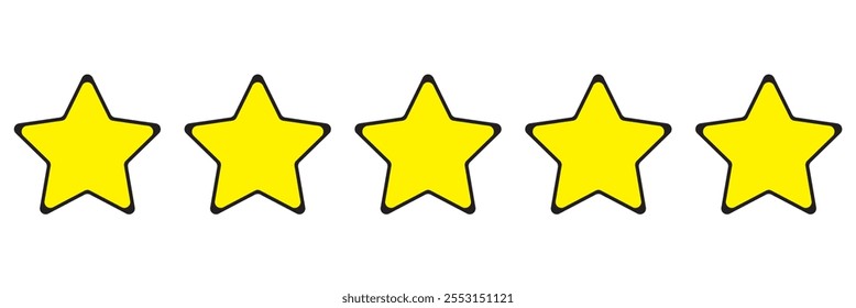 Five stars icon Vector. Five stars customer product rating review flat icon for apps and websites.
