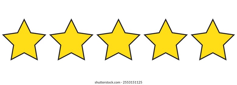 Five stars icon Vector. Five stars customer product rating review flat icon for apps and websites.