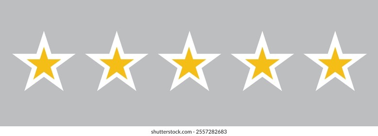 Five stars icon Vector. Five stars customer product rating review flat icon for apps and websites.