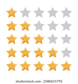 Five stars icon Vector. Five stars customer product rating review flat icon for apps and websites