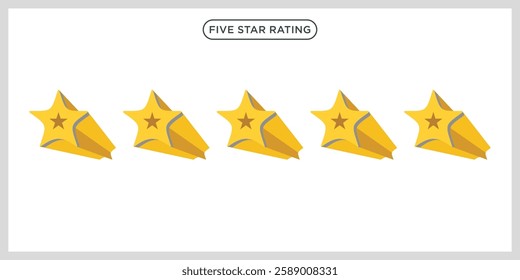 Five stars icon Vector. Five stars customer product rating review flat icon.