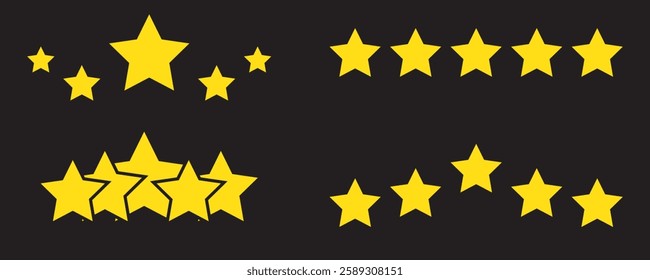Five stars icon Vector. Five stars customer product rating review flat icon for apps and websites. 