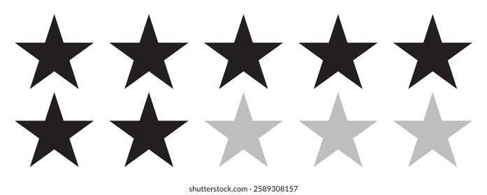 Five stars icon Vector. Five stars customer product rating review flat icon for apps and websites.