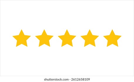 Five stars icon Vector. Five stars customer product rating review flat icon for apps and websites. 