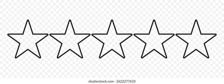 Five stars icon Vector. Five stars customer product rating review flat icon for apps and websites on Transparent Background. EPS 10.