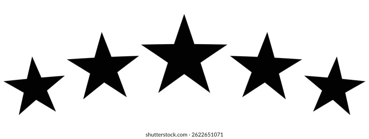 Five stars icon Vector. Five stars customer product rating review flat icon. A minimalistic five-star rating outline icon, commonly used for reviews, feedback. Ideal for apps, websites, products. 