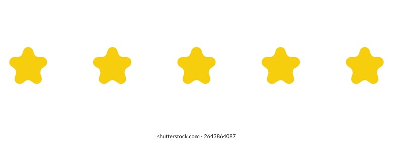 Five stars icon Vector. Five stars customer product rating review flat icon for apps and websites. Yellow five star icon. 