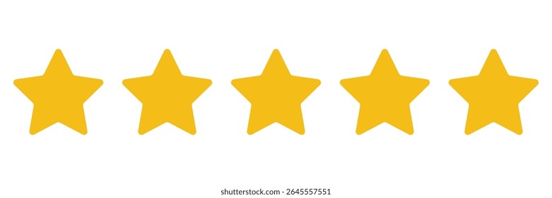 Five stars icon Vector. Five stars customer product rating review flat icon for apps and websites.