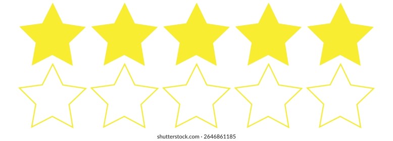 Five stars icon Vector. Five stars customer product rating review flat icon for apps and websites. Golden coloured five star rating icon vector illustration.
