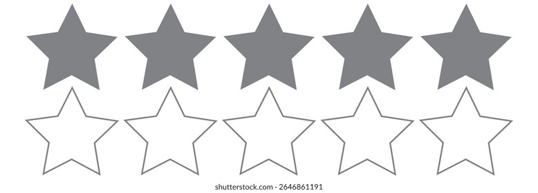 Five stars icon Vector. Five stars customer product rating review flat icon for apps and websites. Golden coloured five star rating icon vector illustration.