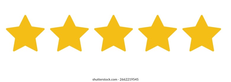 Icono de cinco estrellas Vector. Icono de la revisión de la calificación del producto del Cliente de cinco estrellas para App y Sitios web. 11:11,10