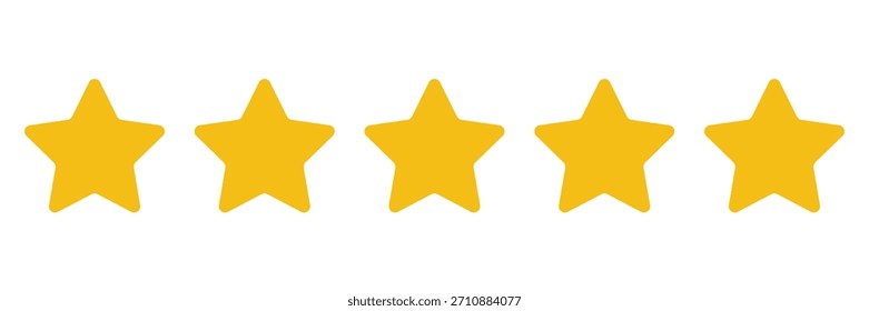 Five stars icon Vector. Five stars customer product rating review flat icon for apps and websites.