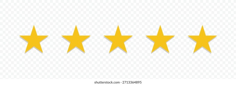 Icono de cinco estrellas. Vector de revisión de la calificación del producto de cinco estrellas Cliente para App y Sitios web. Ilustración vectorial .EPS 10 .