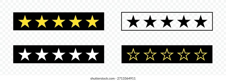 Icono de cinco estrellas. Vector de revisión de la calificación del producto de cinco estrellas Cliente para App y Sitios web. Ilustración vectorial .EPS 10 .
