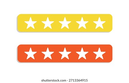 Icono de cinco estrellas. Vector de revisión de la calificación del producto de cinco estrellas Cliente para App y Sitios web. Ilustración vectorial .EPS 10 .