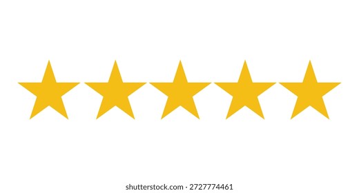 Icono de cinco estrellas Vector. Icono de la revisión de la calificación del producto del Cliente de cinco estrellas para App y Sitios web. 