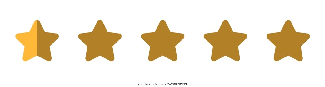 Five stars icon. Vector golden color: Customers rate the product with five stars, flat icon for apps and websites. Set of different ratings. Vector illustration EPS 10. Five gold star rating