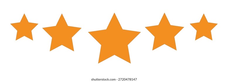 Icono de cinco estrellas Vector. Símbolo de estrellas doradas. Icono de la revisión de la calificación del producto del Cliente de cinco estrellas para App y Sitios web. 11.11 h
