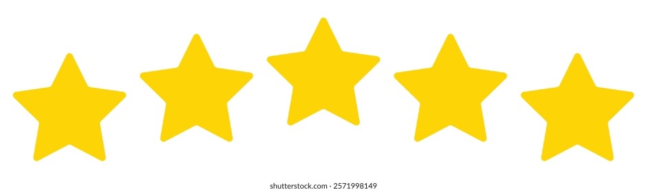 Five stars icon Vector illustration. Five stars customer product rating review flat icon for apps and websites.  Stars rating review icon. 