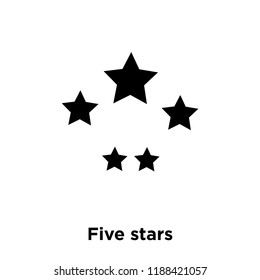 Five stars icon vector isolated on white background, logo concept of Five stars sign on transparent background, filled black symbol