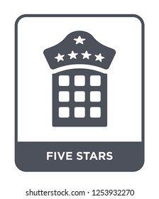 five stars icon vector on white background, five stars trendy filled icons from Hotel and restaurant collection, five stars simple element illustration