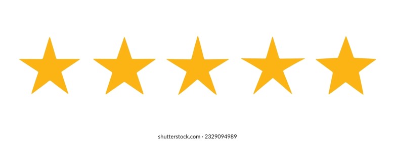 Five stars icon Vector. Five stars rating icon. Five stars customer product rating.