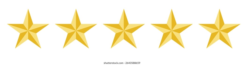 Five stars icon Vector, stars rating icon. Icon, vector, logo, star, shape, yellow, 5. Five stars customer product rating review flat icon for apps and websites. Vector illustration.