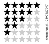 Five stars icon vector set. One to five star rating icon.