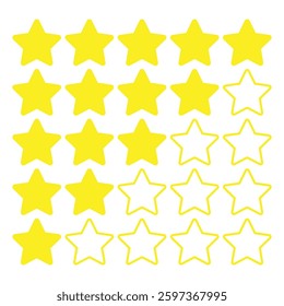Five stars icon vector set. One to five star rating icon.