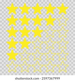 Five stars icon vector set. One to five star rating icon.
