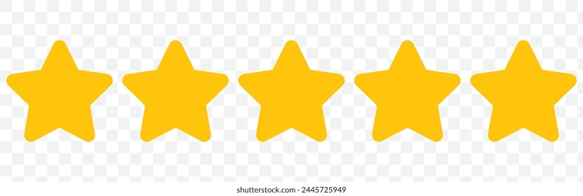 Five stars icon Vector. Star icon collection. Blank star vector icons set with shadow.  Vector design element. Black line stars mock up isolated on transparent background.