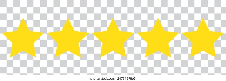 Five stars icon Vector. Star icon collection. Blank star vector icons set with shadow. Black line stars mock up isolated on transparent background. Vector design element
