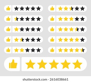 Five stars icon Vector. Star rate icons set. Stars rating review icon.