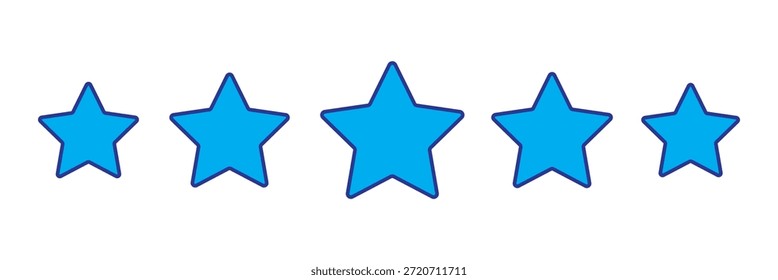 Icono de cinco estrellas Vector. Colección de ícono de estrella. Iconos del vector de la estrella del cielo-azul fijados en el fondo blanco. Elemento de diseño de Vector
