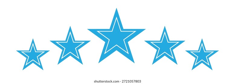 Fünf Sterne Ikone Vektor. Fünf-Sterne-Rating-Symbol. Himmelblaue Sterne spotten einzeln auf weißem Hintergrund. Vektordesign-Element.