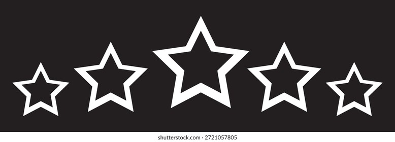 Icono de cinco estrellas Vector. Icono de calificación de cinco estrellas. Maqueta de estrellas blancas aisladas sobre fondo blanco. Elemento de diseño de Vector.