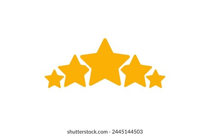 Five stars icon.Feedback, review, evaluation customer. Premium quality. Gold, Yellow rating star. Vector illustration