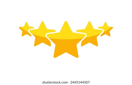 Five stars icon.Feedback, review, evaluation customer. Premium quality. Gold, Yellow rating star. Vector illustration