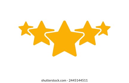 Five stars icon.Feedback, review, evaluation customer. Premium quality. Gold, Yellow rating star. Vector illustration