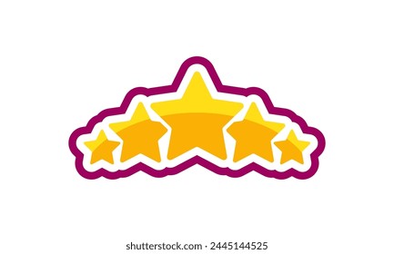 Five stars icon.Feedback, review, evaluation customer. Premium quality. Gold, Yellow rating star. Vector illustration