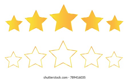 Five Stars icons set for game on transparent background, gradient mesh. You can easy change colors or sizes. High resolution.