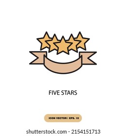 símbolo de iconos de cinco estrellas elementos vectores para web infográfica