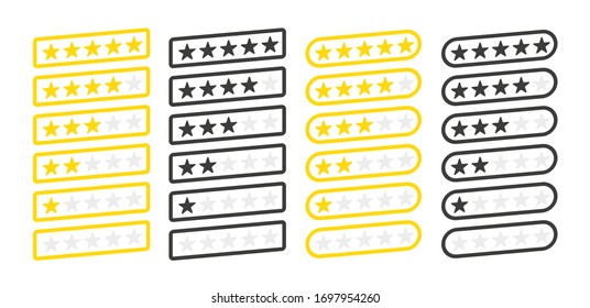 Five stars inclined four collection customer product rating review flat icon for apps and websites on white background. Vector illustration.