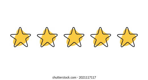 Five stars isolated on white background. Rating stars icon. Vector illustration 