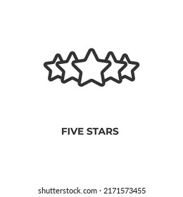 five stars line icon. linear style sign for mobile concept and web design. Outline vector icon. Symbol, logo illustration. Vector graphics
