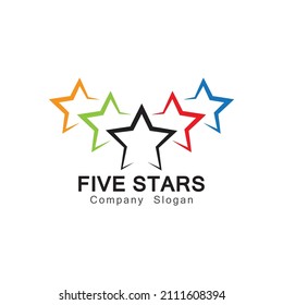 Ilustración del diseño del logotipo de cinco estrellas